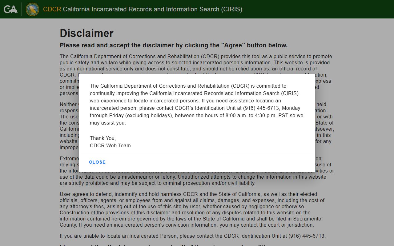 CDCR CIRIS statewide prison locator for Fresno County state prison inmates