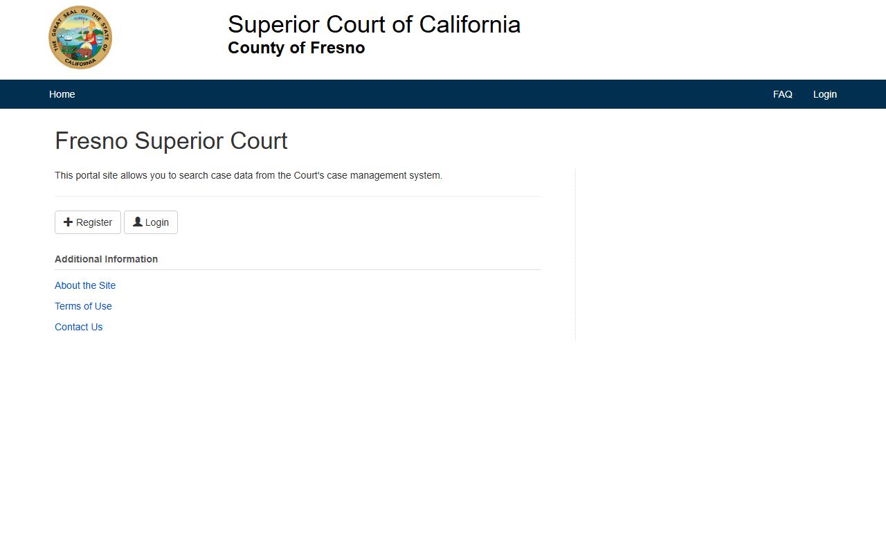 Fresno Superior Court public portal search interface